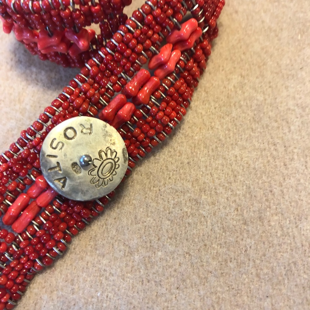 Rosita red bead cuff bracelet - Picture 4 of 6